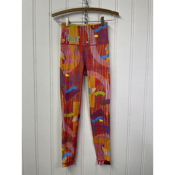 WITH Peloton X Monica Ahanonu High Waist Ankle Leggings in Red Multi Size Small - Picture 1 of 12